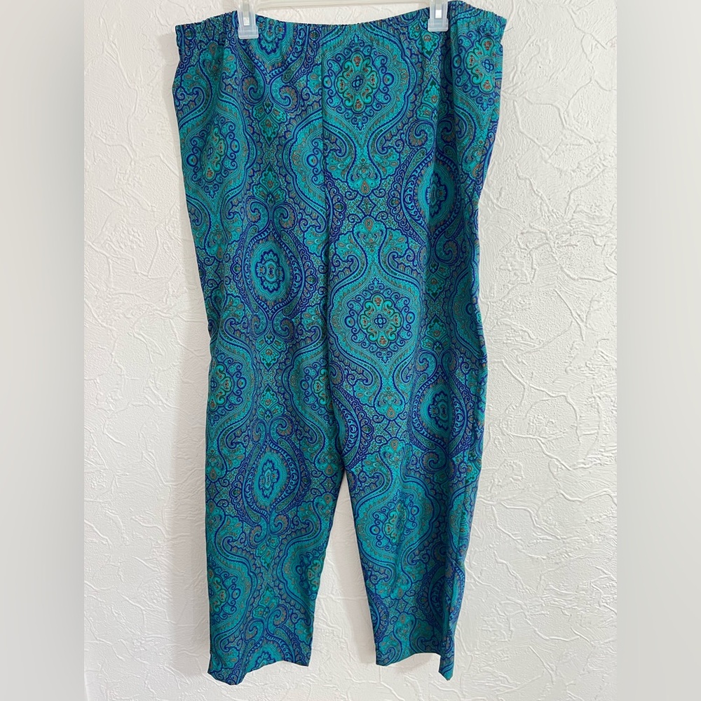 Vintage 80s Victorias Secret Gold Label Teal Purple Paisley Pajama Lounge Pants